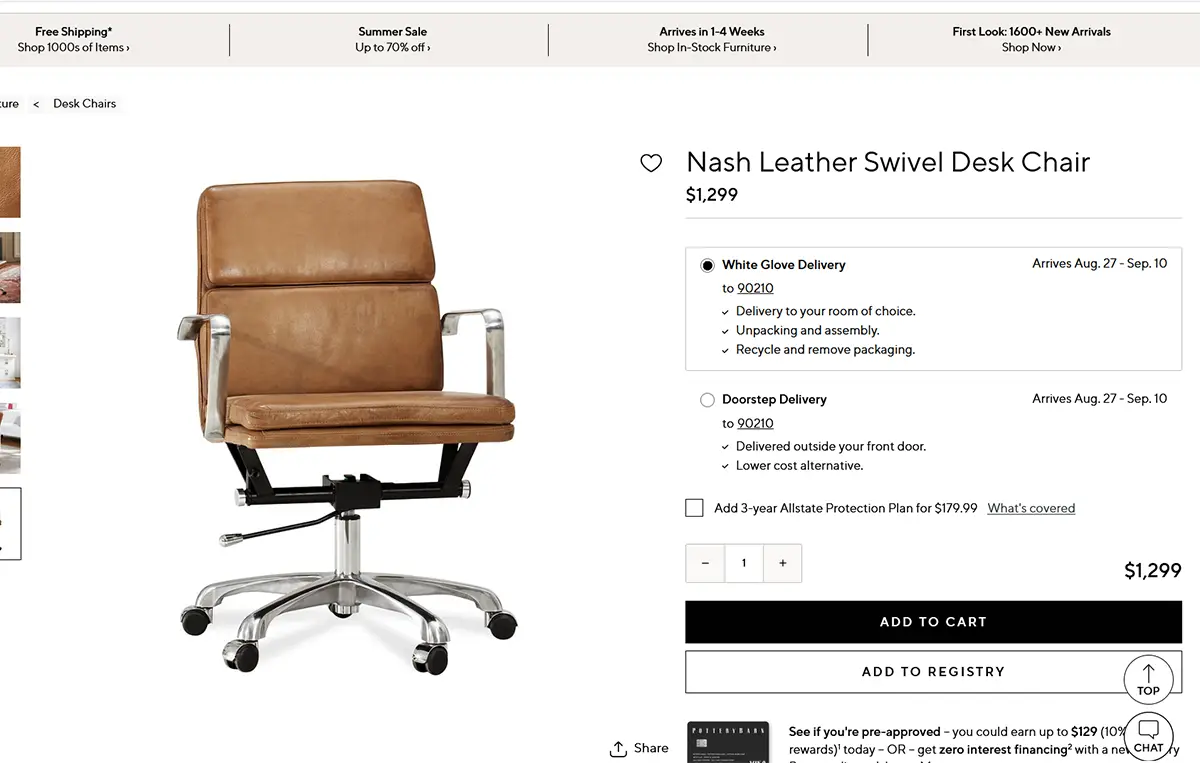Pottery Barn Nash Chair Screenshot